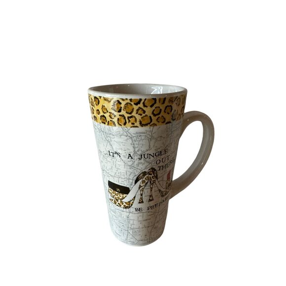Ceramic Jungle-Themed Mug With Leopard Print & Map Design - Picture 7 of 13